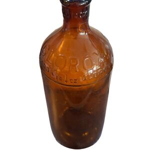 Vintage Clorox Amber Glass Bottle 16 oz Embossed Brown Cleaning Collectible 8"